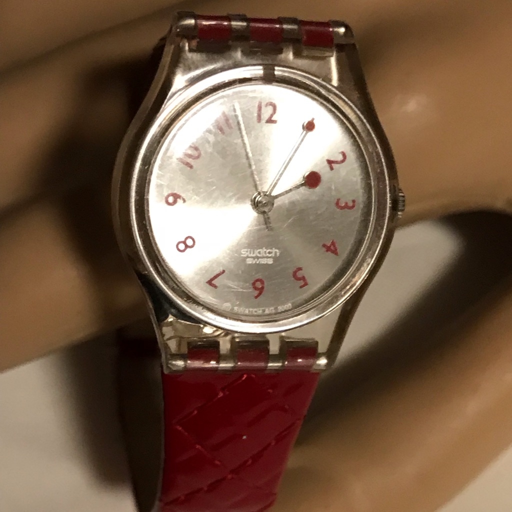 Vintage Red Leather Swatch Watch
